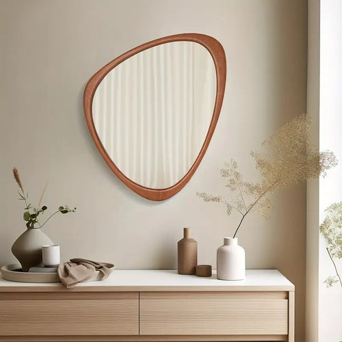 asymmetrical irregular wall walnut wood frame
