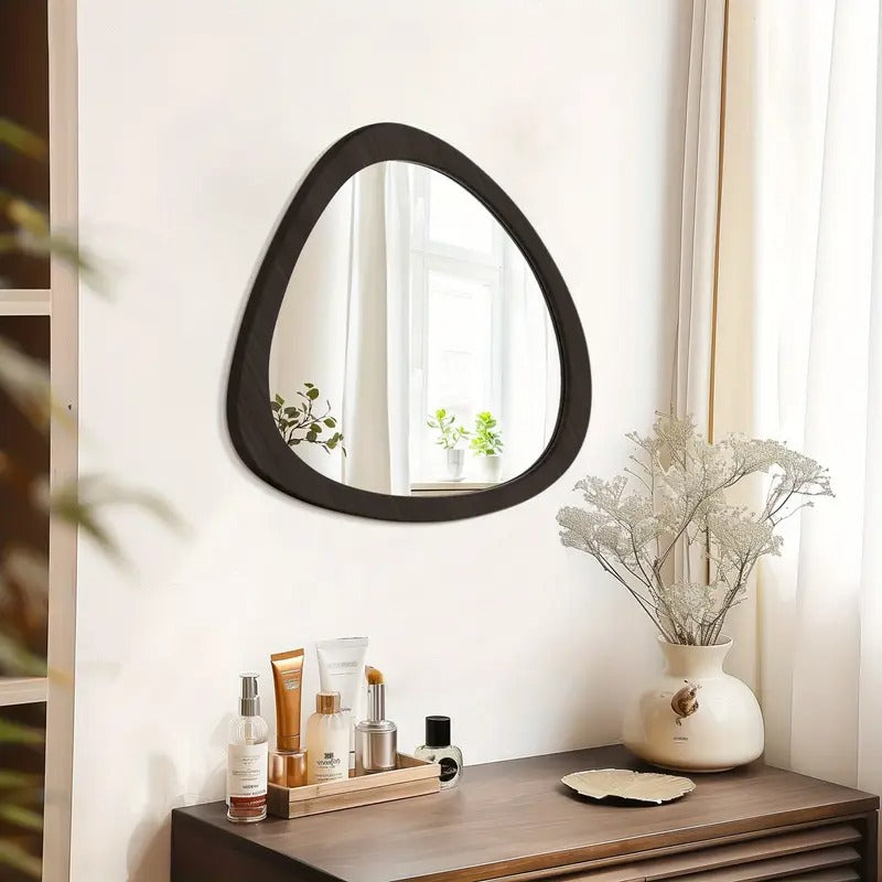 asymmetrical irregular wall walnut wood frame