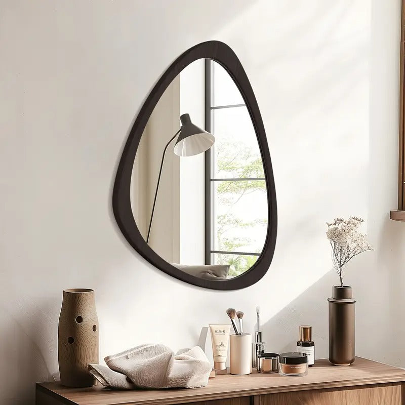 asymmetrical irregular wall walnut wood frame